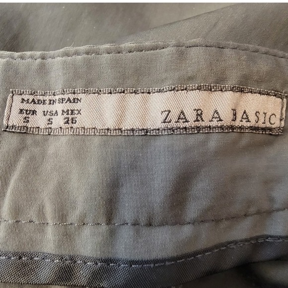 ZARA High Rise Crop Pants Grey Pleated Ankle Zip Women Small Minimalist‎ Trouser - Picture 8 of 14